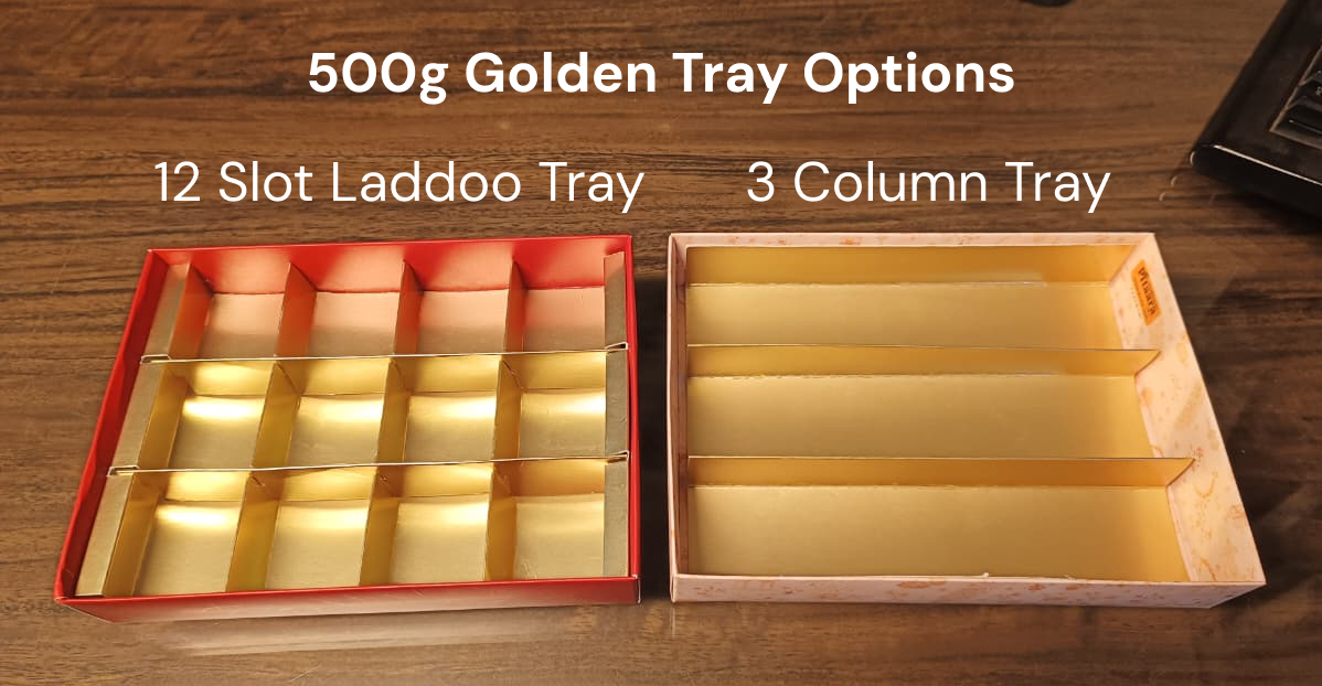 Golden tray options for 500g sweet boxes