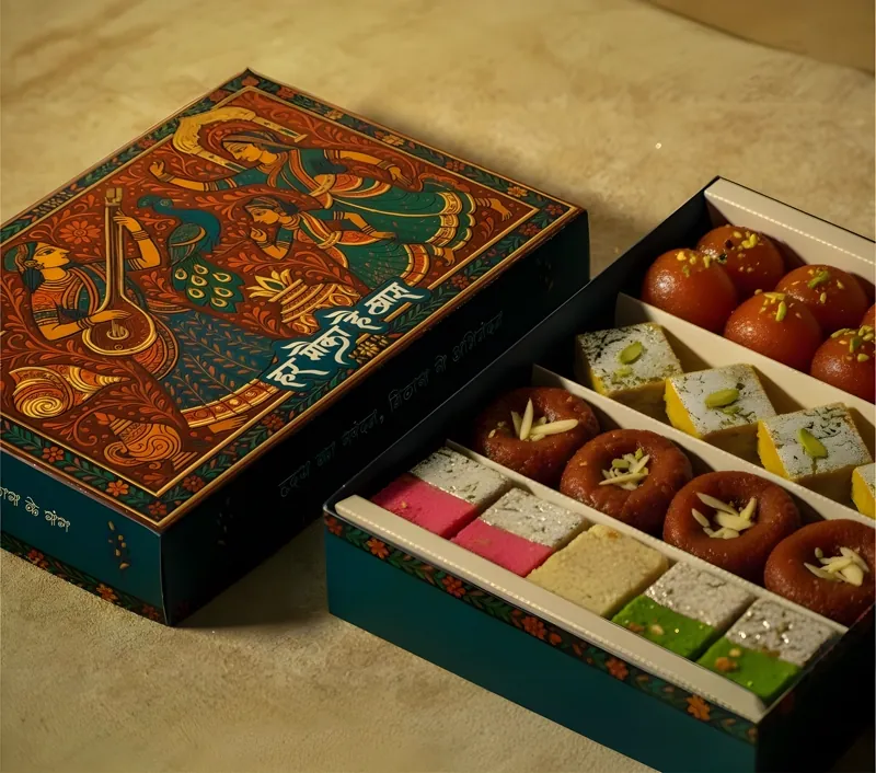 3-Slot Golden Tray included with the Rangraagini 500g sweet box